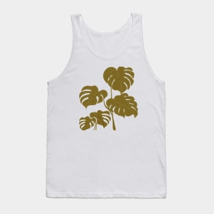 Mustard Yellow Monstera Swiss Cheese Plant Cut Out Style Tank Top